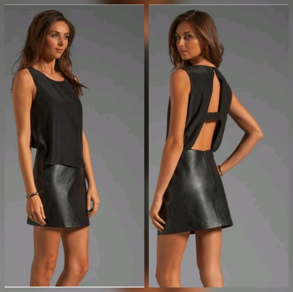 Parker Grace Leather and Silk Dress Size Small